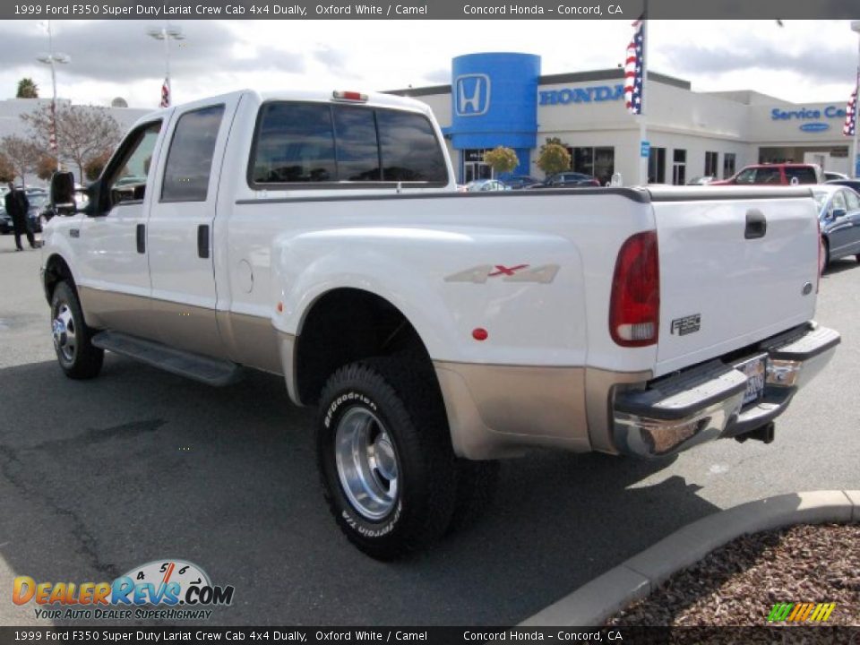 1999 Ford F350 Super Duty Lariat Crew Cab 4x4 Dually Oxford White / Camel Photo #5