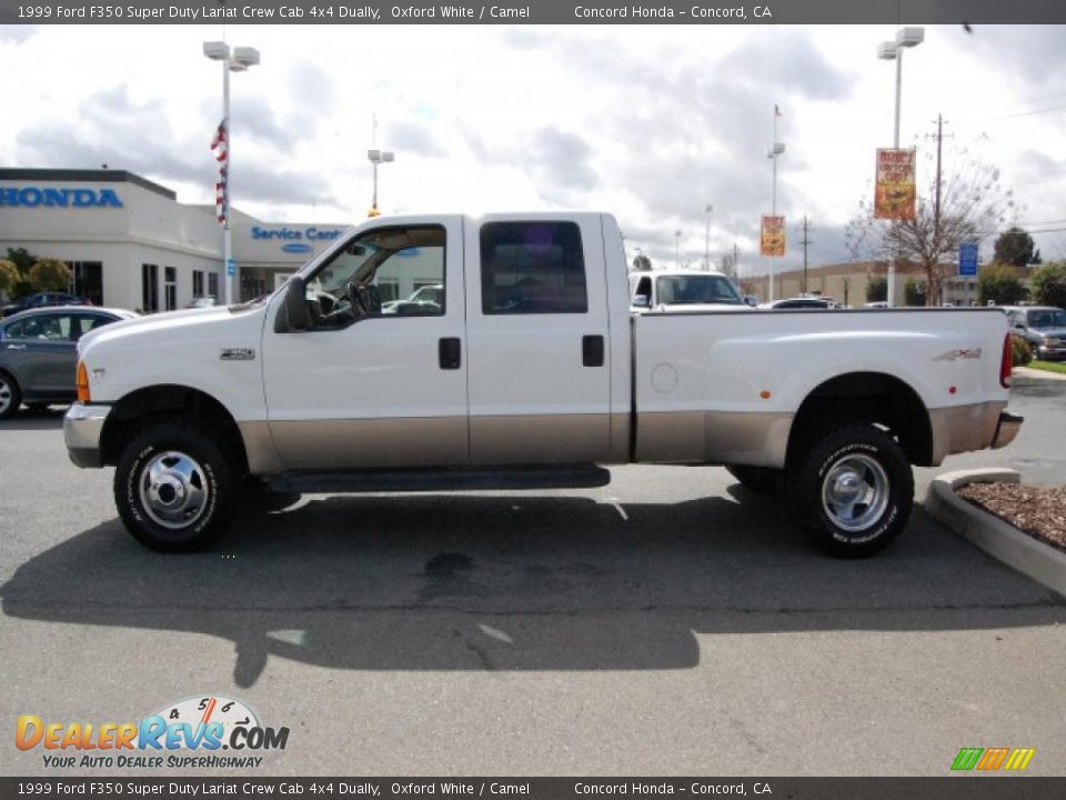 1999 Ford F350 Super Duty Lariat Crew Cab 4x4 Dually Oxford White / Camel Photo #6