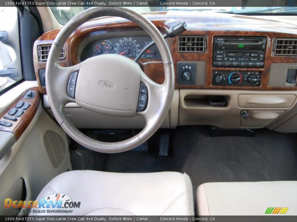 1999 Ford F350 Super Duty Lariat Crew Cab 4x4 Dually Oxford White / Camel Photo #12