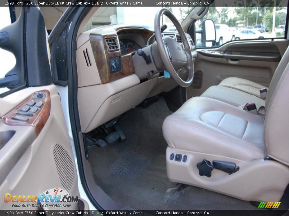 1999 Ford F350 Super Duty Lariat Crew Cab 4x4 Dually Oxford White / Camel Photo #16