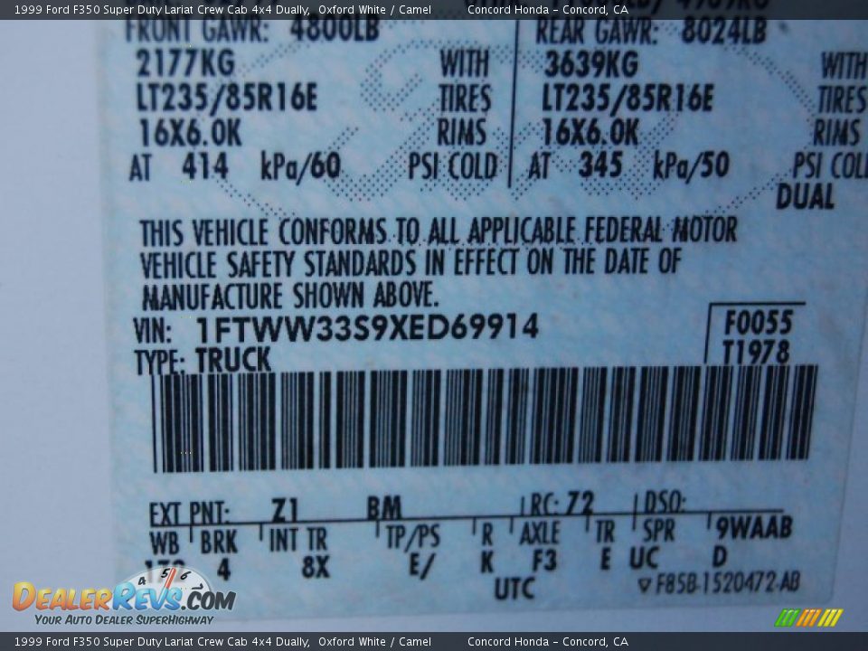 1999 Ford F350 Super Duty Lariat Crew Cab 4x4 Dually Oxford White / Camel Photo #19