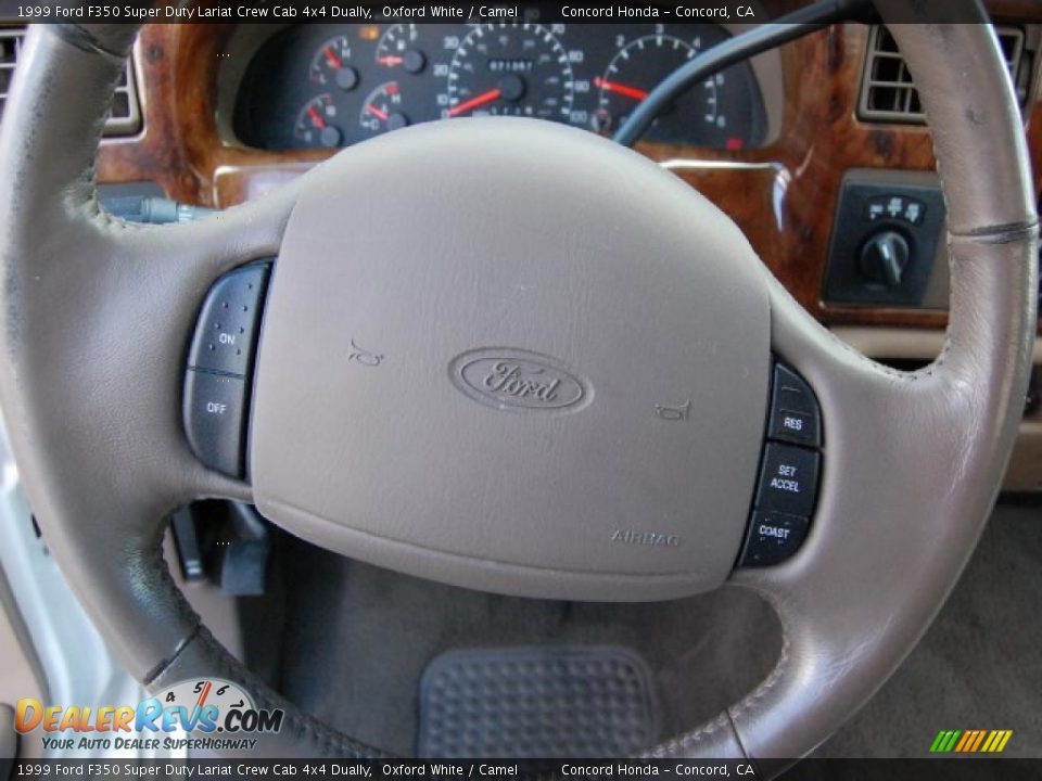 1999 Ford F350 Super Duty Lariat Crew Cab 4x4 Dually Oxford White / Camel Photo #20