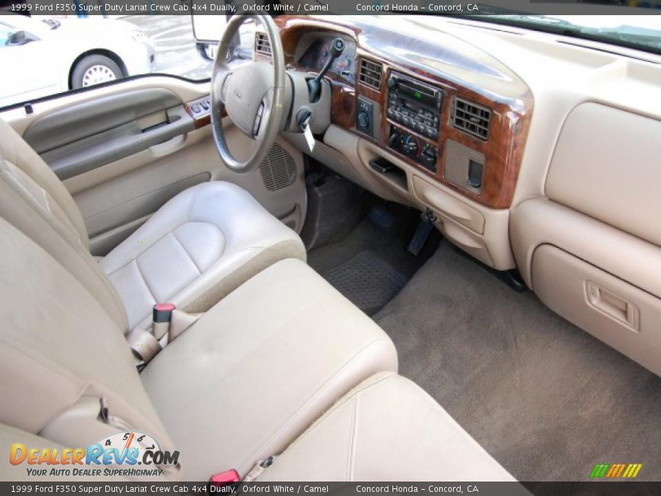 1999 Ford F350 Super Duty Lariat Crew Cab 4x4 Dually Oxford White / Camel Photo #24