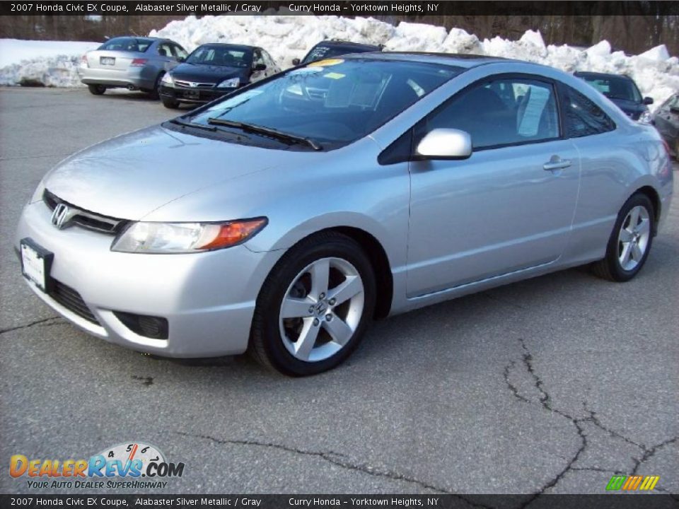 2007 Honda Civic EX Coupe Alabaster Silver Metallic / Gray Photo #22