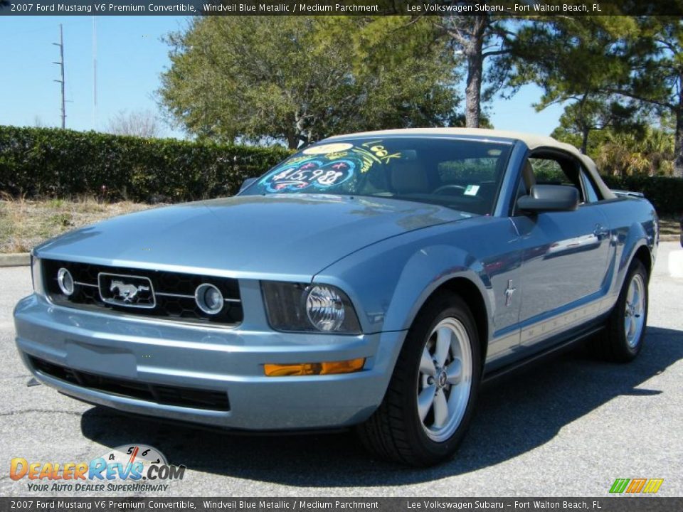 2007 Ford Mustang V6 Premium Convertible Windveil Blue Metallic / Medium Parchment Photo #1