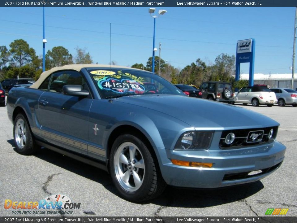 2007 Ford Mustang V6 Premium Convertible Windveil Blue Metallic / Medium Parchment Photo #7