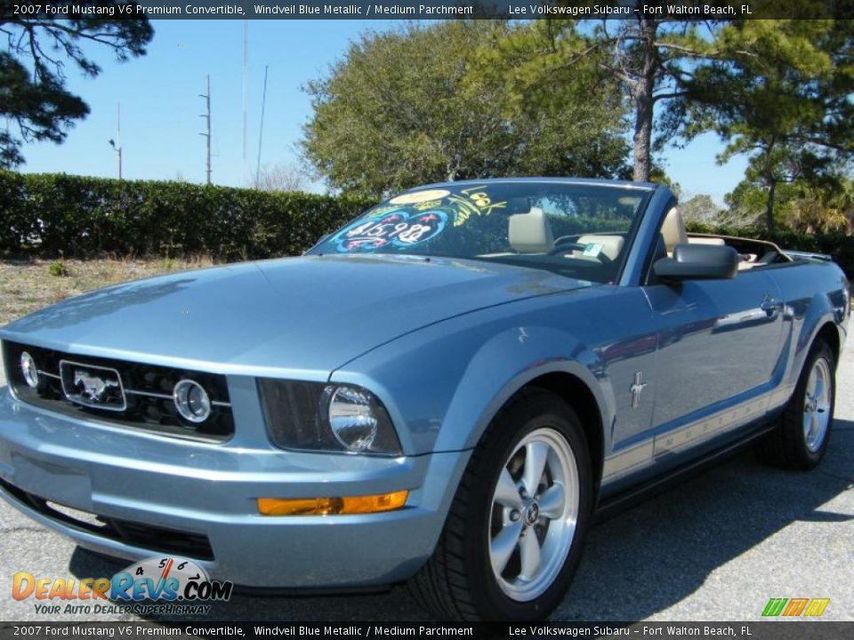 2007 Ford Mustang V6 Premium Convertible Windveil Blue Metallic / Medium Parchment Photo #13
