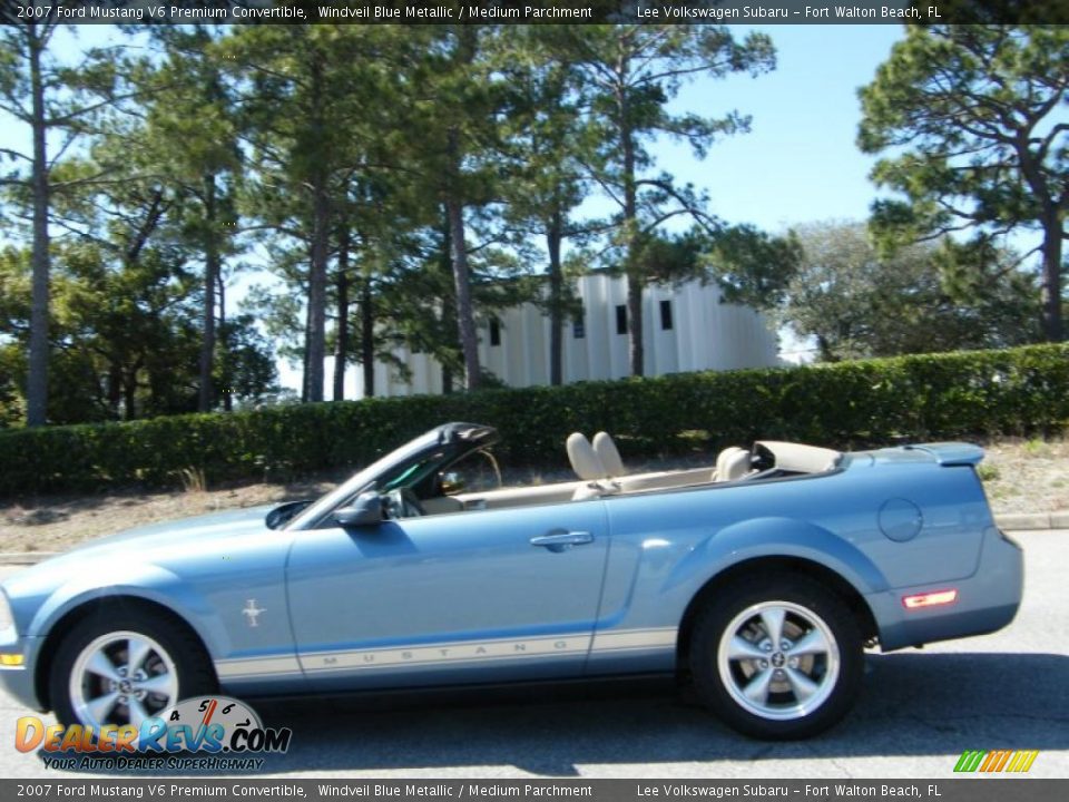 2007 Ford Mustang V6 Premium Convertible Windveil Blue Metallic / Medium Parchment Photo #14