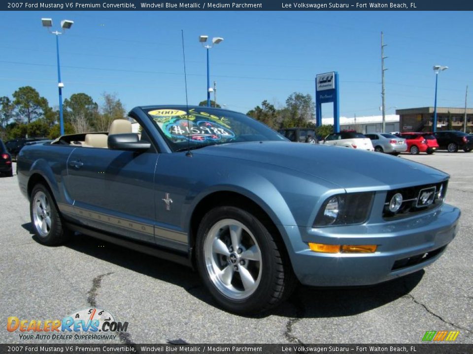 2007 Ford Mustang V6 Premium Convertible Windveil Blue Metallic / Medium Parchment Photo #18