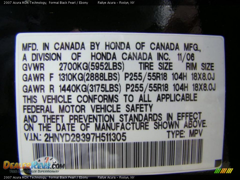 2007 Acura MDX Technology Formal Black Pearl / Ebony Photo #16