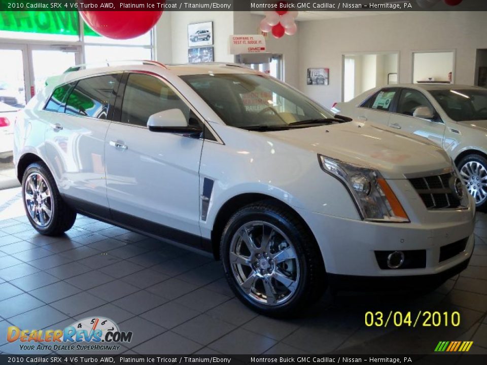2010 Cadillac SRX 4 V6 Turbo AWD Platinum Ice Tricoat / Titanium/Ebony Photo #2