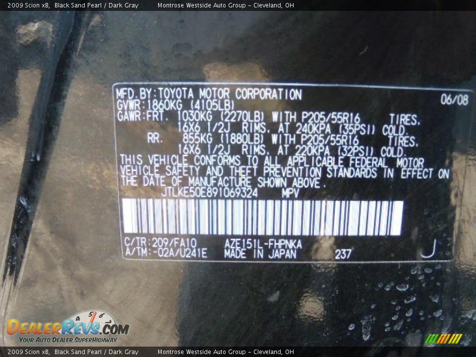 2009 Scion xB Black Sand Pearl / Dark Gray Photo #17