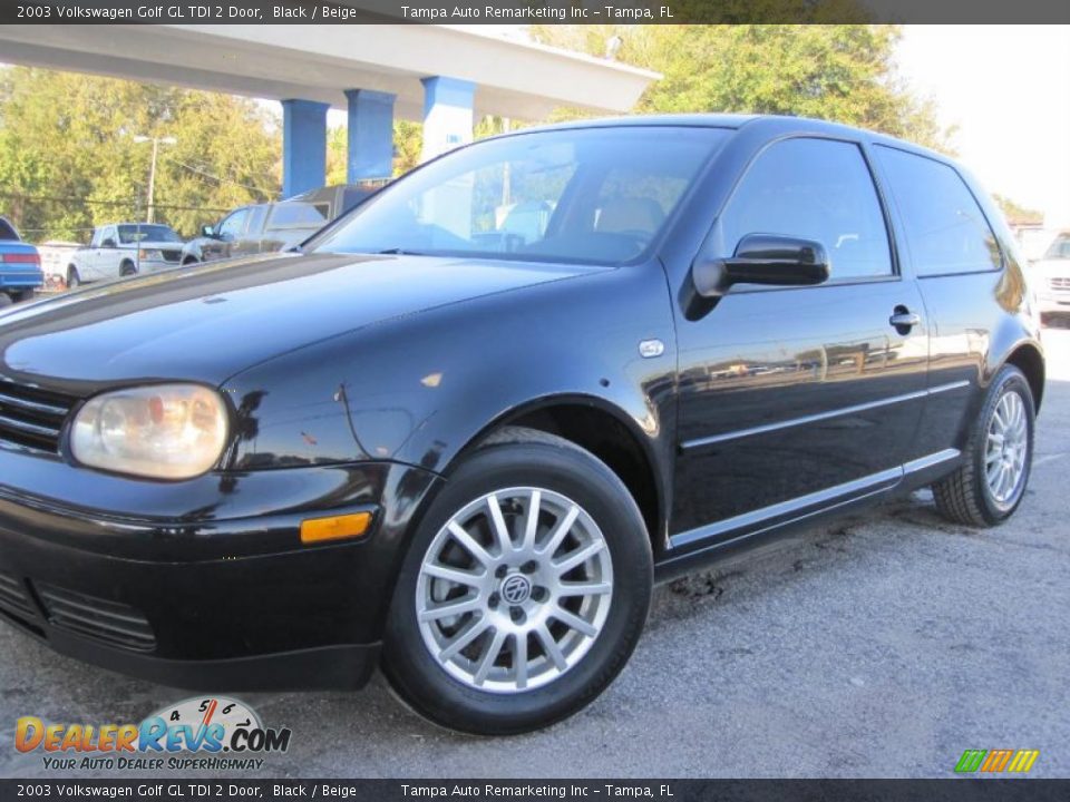 2003 Volkswagen Golf GL TDI 2 Door Black / Beige Photo #2