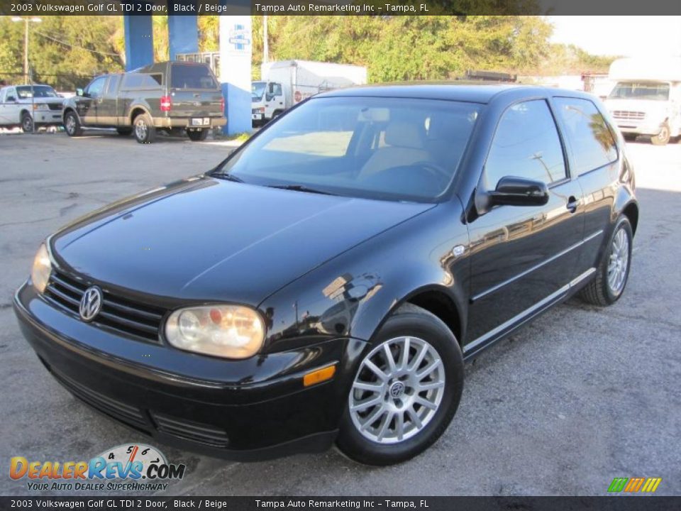 2003 Volkswagen Golf GL TDI 2 Door Black / Beige Photo #3