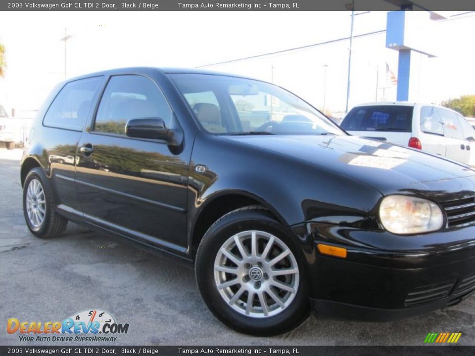2003 Volkswagen Golf GL TDI 2 Door Black / Beige Photo #4
