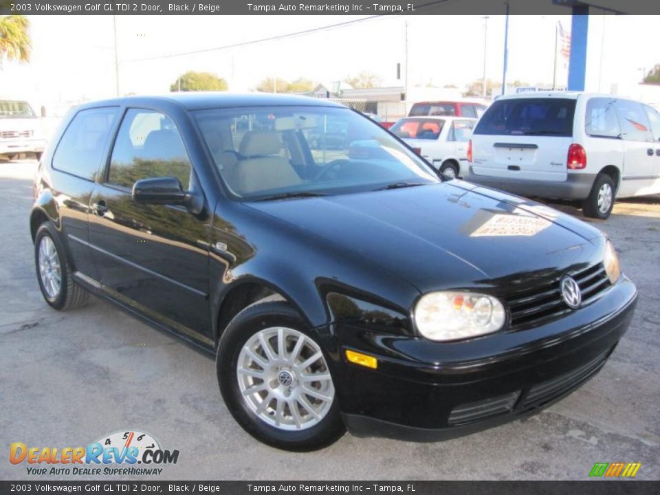 2003 Volkswagen Golf GL TDI 2 Door Black / Beige Photo #5