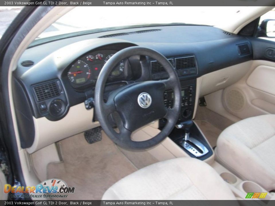 2003 Volkswagen Golf GL TDI 2 Door Black / Beige Photo #28