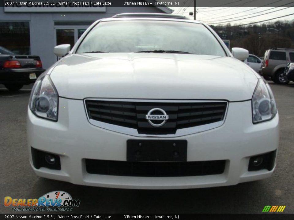 2007 Nissan Maxima 3.5 SL Winter Frost Pearl / Cafe Latte Photo #2