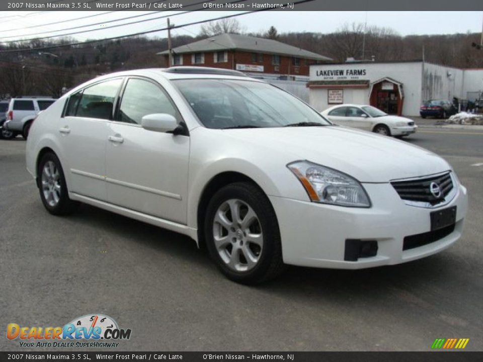2007 Nissan Maxima 3.5 SL Winter Frost Pearl / Cafe Latte Photo #3