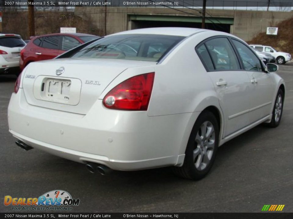 2007 Nissan Maxima 3.5 SL Winter Frost Pearl / Cafe Latte Photo #4