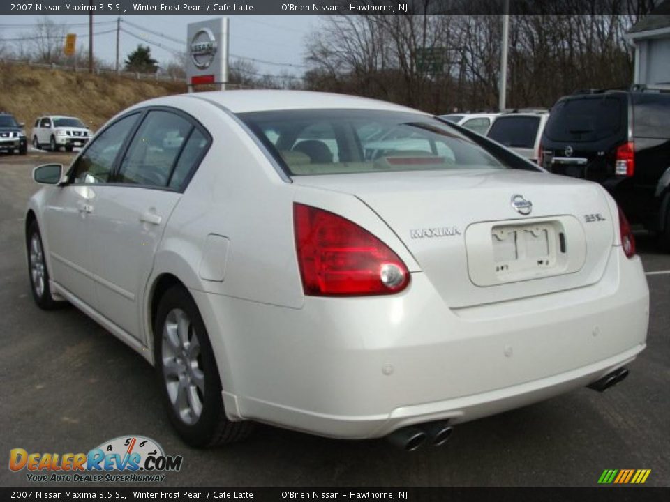 2007 Nissan Maxima 3.5 SL Winter Frost Pearl / Cafe Latte Photo #6