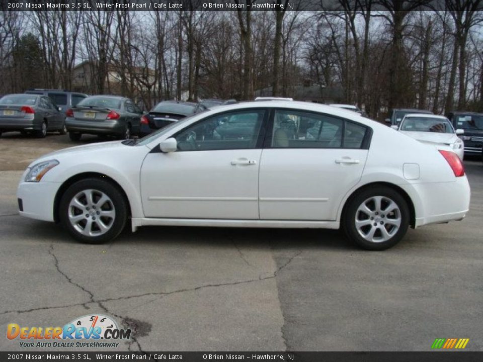 2007 Nissan Maxima 3.5 SL Winter Frost Pearl / Cafe Latte Photo #7