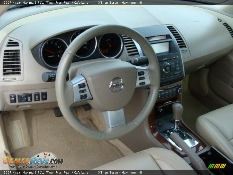 2007 Nissan Maxima 3.5 SL Winter Frost Pearl / Cafe Latte Photo #9
