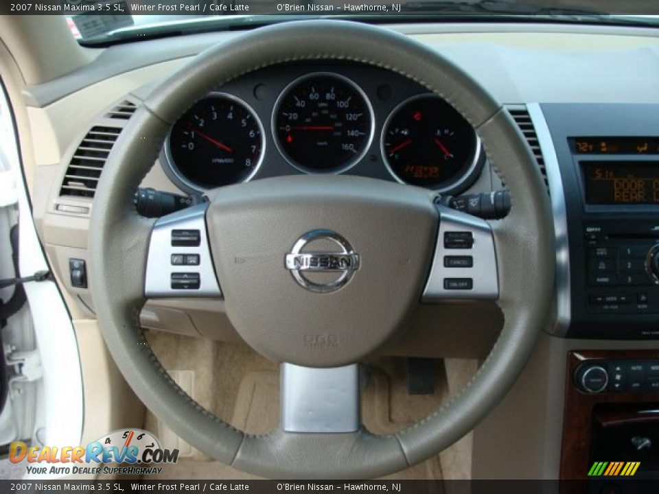 2007 Nissan Maxima 3.5 SL Winter Frost Pearl / Cafe Latte Photo #13