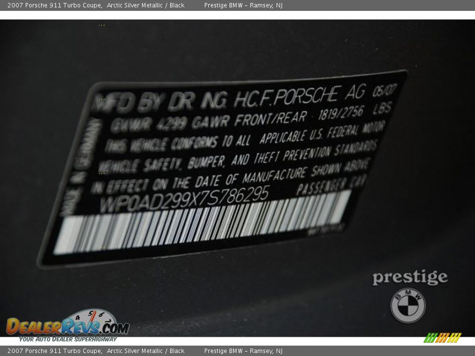 2007 Porsche 911 Turbo Coupe Arctic Silver Metallic / Black Photo #18