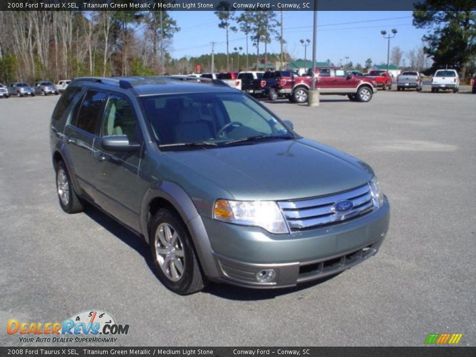 2008 Ford Taurus X SEL Titanium Green Metallic / Medium Light Stone Photo #3