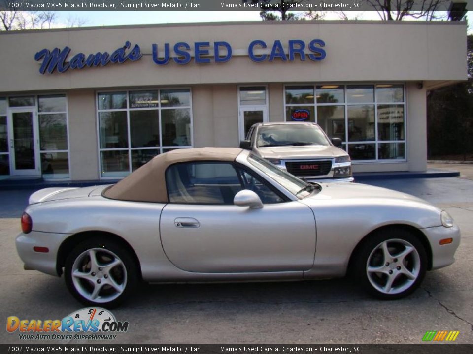 2002 Mazda MX-5 Miata LS Roadster Sunlight Silver Metallic / Tan Photo #1