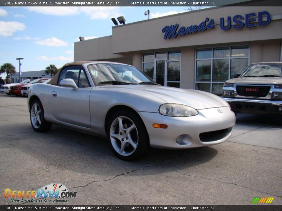 2002 Mazda MX-5 Miata LS Roadster Sunlight Silver Metallic / Tan Photo #2
