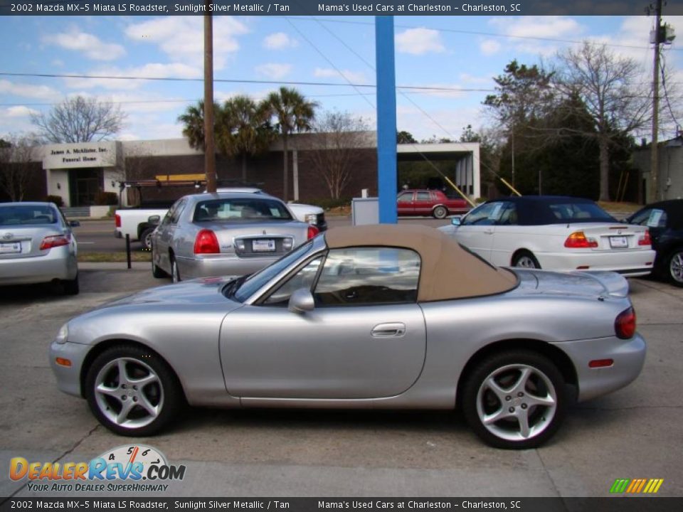 2002 Mazda MX-5 Miata LS Roadster Sunlight Silver Metallic / Tan Photo #5