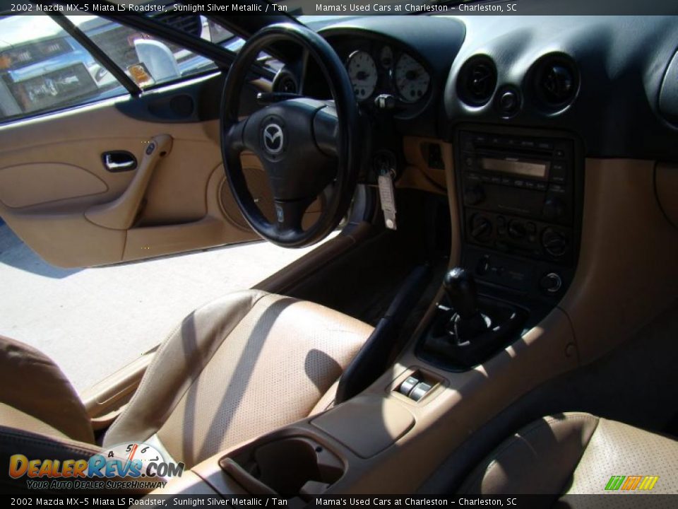 2002 Mazda MX-5 Miata LS Roadster Sunlight Silver Metallic / Tan Photo #17