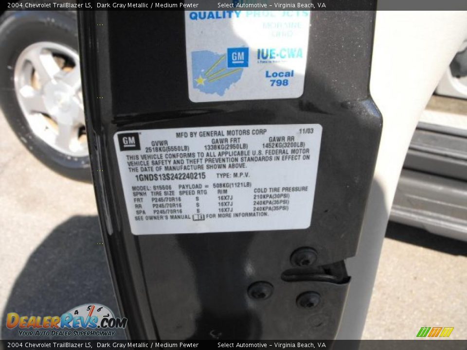 2004 Chevrolet TrailBlazer LS Dark Gray Metallic / Medium Pewter Photo #22