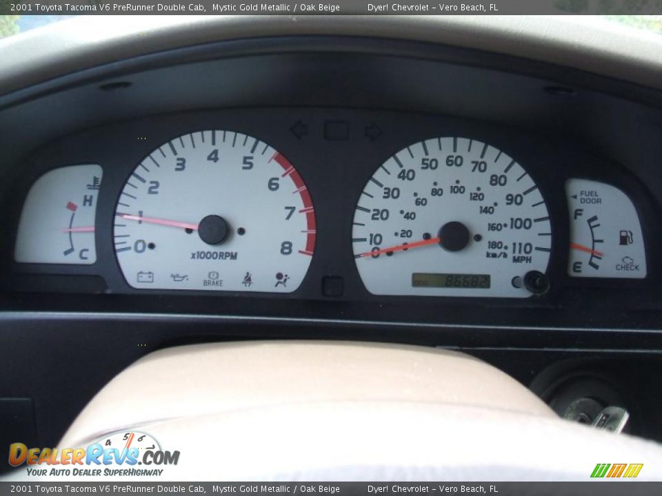 2001 Toyota Tacoma V6 PreRunner Double Cab Mystic Gold Metallic / Oak Beige Photo #16