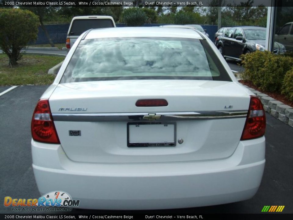 2008 Chevrolet Malibu Classic LS Sedan White / Cocoa/Cashmere Beige Photo #5