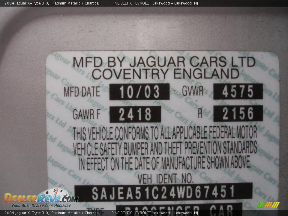 2004 Jaguar X-Type 3.0 Platinum Metallic / Charcoal Photo #21