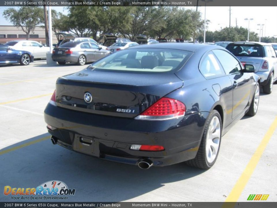 2007 BMW 6 Series 650i Coupe Monaco Blue Metallic / Cream Beige Photo #4