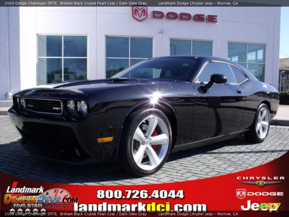 2009 Dodge Challenger SRT8 Brilliant Black Crystal Pearl Coat / Dark Slate Gray Photo #1