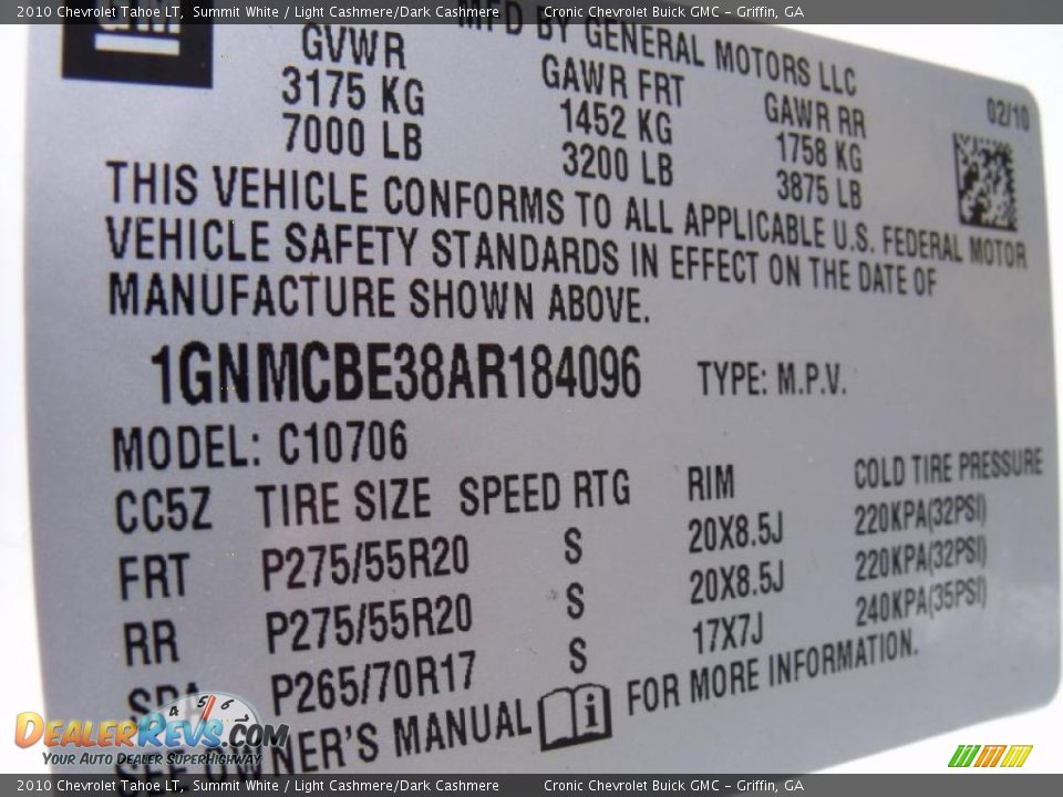 2010 Chevrolet Tahoe LT Summit White / Light Cashmere/Dark Cashmere Photo #24