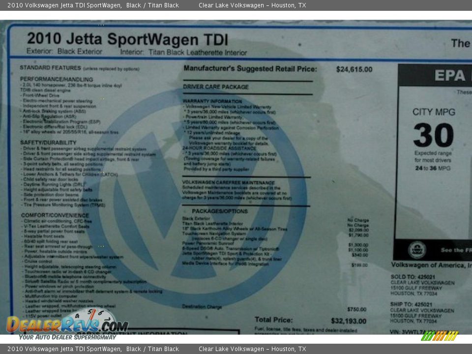 2010 Volkswagen Jetta TDI SportWagen Black / Titan Black Photo #14