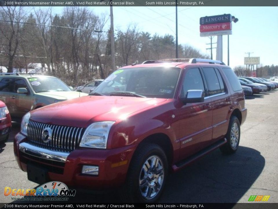 2008 Mercury Mountaineer Premier AWD Vivid Red Metallic / Charcoal Black Photo #1