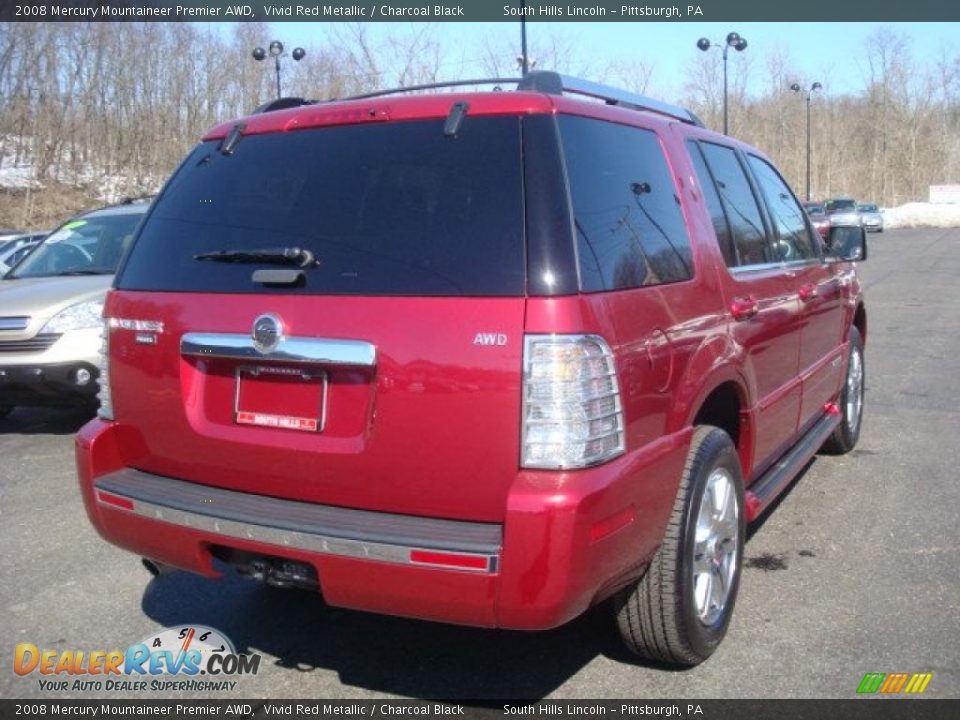 2008 Mercury Mountaineer Premier AWD Vivid Red Metallic / Charcoal Black Photo #4