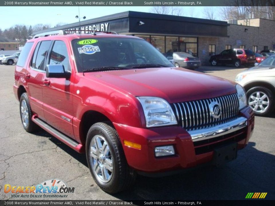 2008 Mercury Mountaineer Premier AWD Vivid Red Metallic / Charcoal Black Photo #5