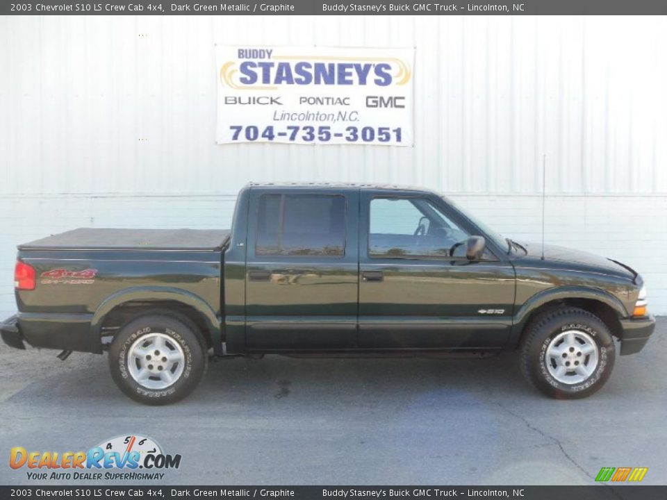 2003 Chevrolet S10 LS Crew Cab 4x4 Dark Green Metallic / Graphite Photo #1