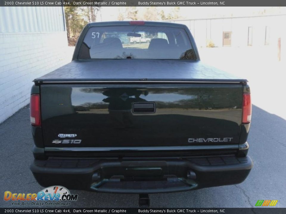 2003 Chevrolet S10 LS Crew Cab 4x4 Dark Green Metallic / Graphite Photo #4