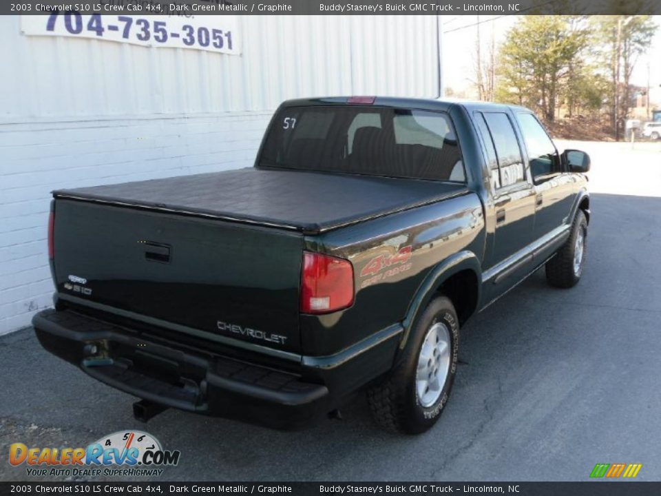 2003 Chevrolet S10 LS Crew Cab 4x4 Dark Green Metallic / Graphite Photo #6
