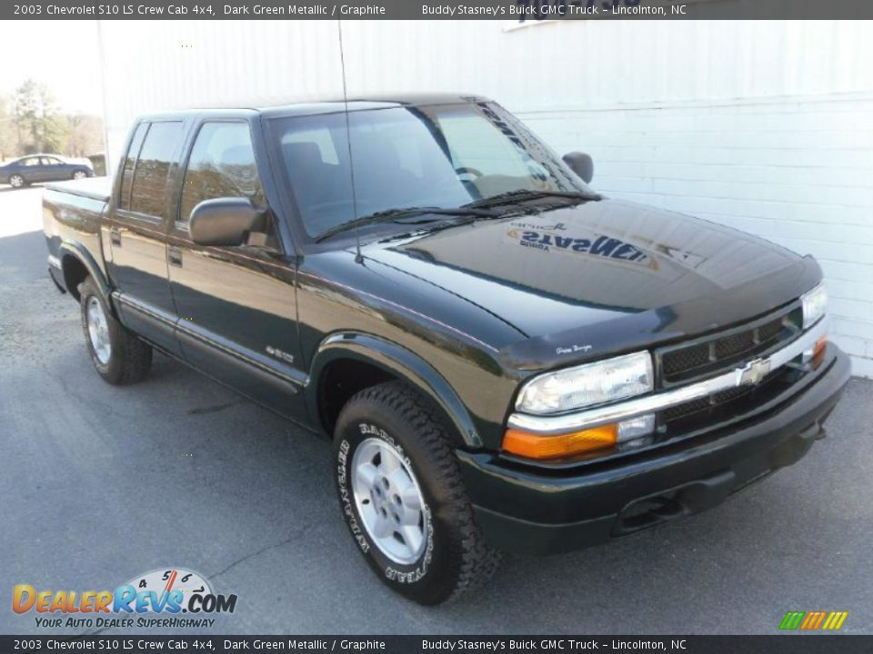 2003 Chevrolet S10 LS Crew Cab 4x4 Dark Green Metallic / Graphite Photo #7