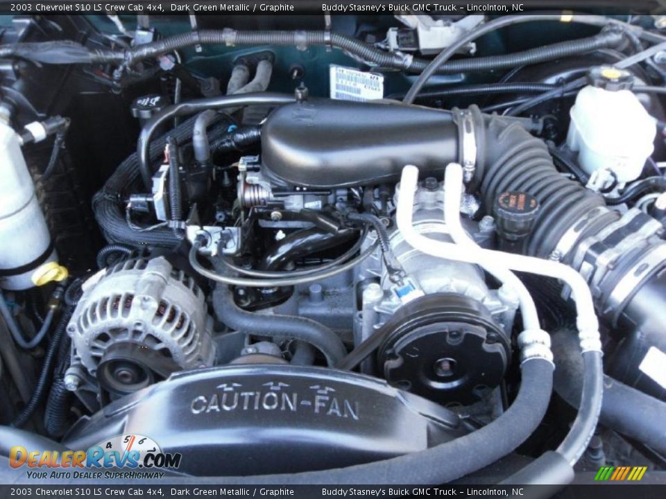2003 Chevrolet S10 LS Crew Cab 4x4 Dark Green Metallic / Graphite Photo #26